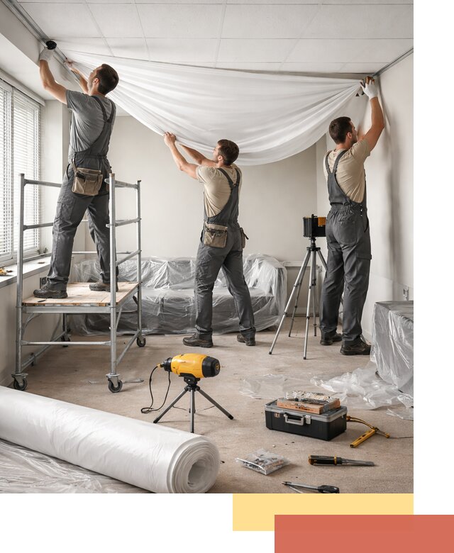 Монтаж натяжного потолка в офисе в Саранске