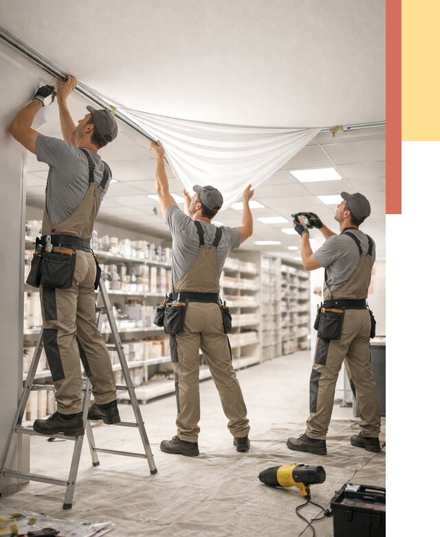 Монтаж натяжного потолка в магазине в Саранске от 4741 руб. быстро и недорого | ОТДЕЛОЧНИК-Срн