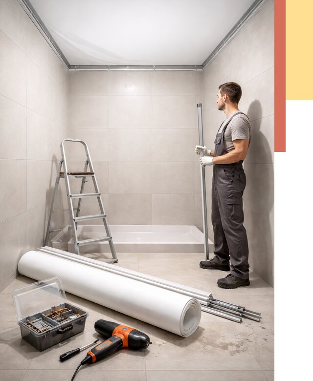 Монтаж натяжного потолка в санузле в Саранске от 1949 руб. — ОТДЕЛОЧНИК-Срн