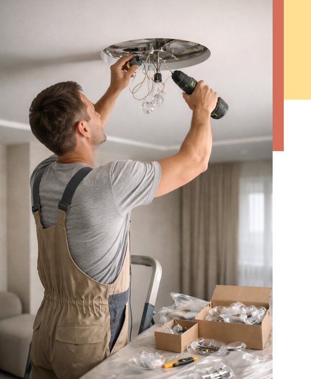 Установка люстры в натяжной потолок в Саранске от 1264 руб. | Быстро и недорого — ОТДЕЛОЧНИК-Срн