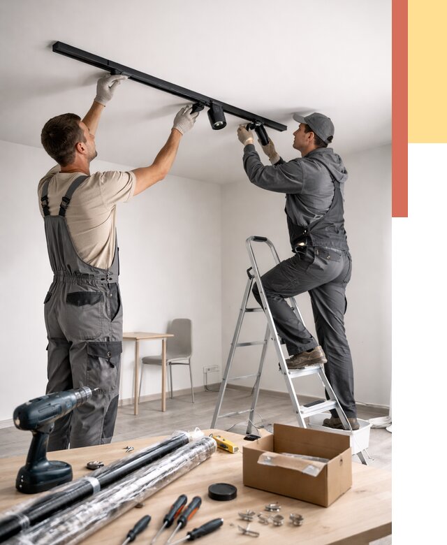 Установка трековых светильников в натяжной потолок в Саранске от 4425 руб. | ОТДЕЛОЧНИК-Срн