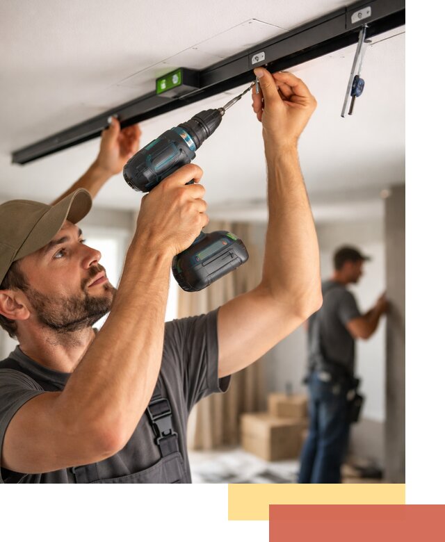 Установка трековых светильников в натяжной потолок в Саранске