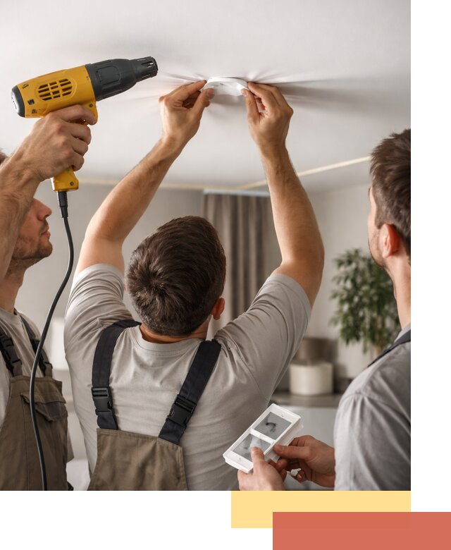 Ремонт прокола полотна натяжного потолка в Саранске