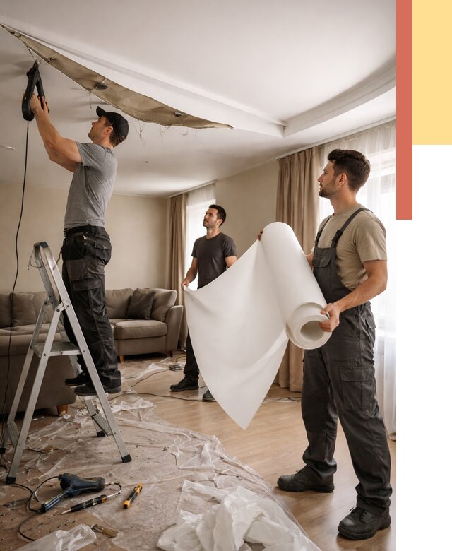 Замена полотна натяжного потолка в Саранске от 10009 руб. быстро и недорого | ОТДЕЛОЧНИК-Срн