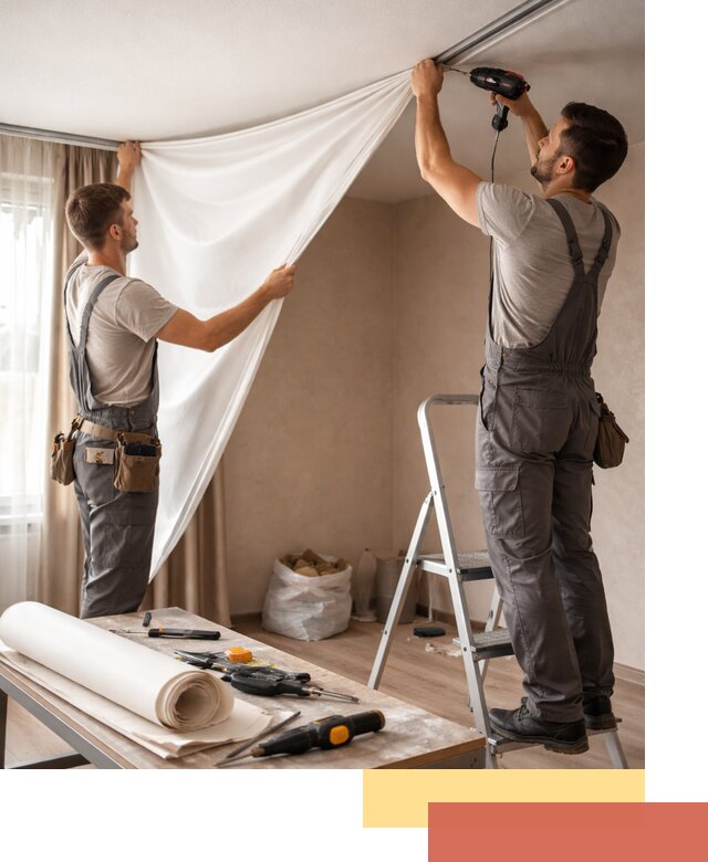 Замена полотна натяжного потолка в Саранске быстро и качественно