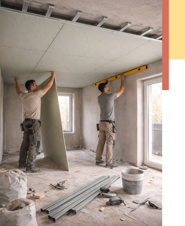 Одноуровневый потолок из гипсокартона в Саранске от 790 руб. — монтаж под ключ | ОТДЕЛОЧНИК-Срн