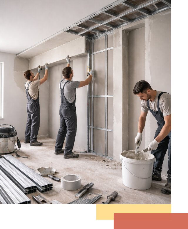 Монтаж потолка из гипсокартона с нишей в Саранске