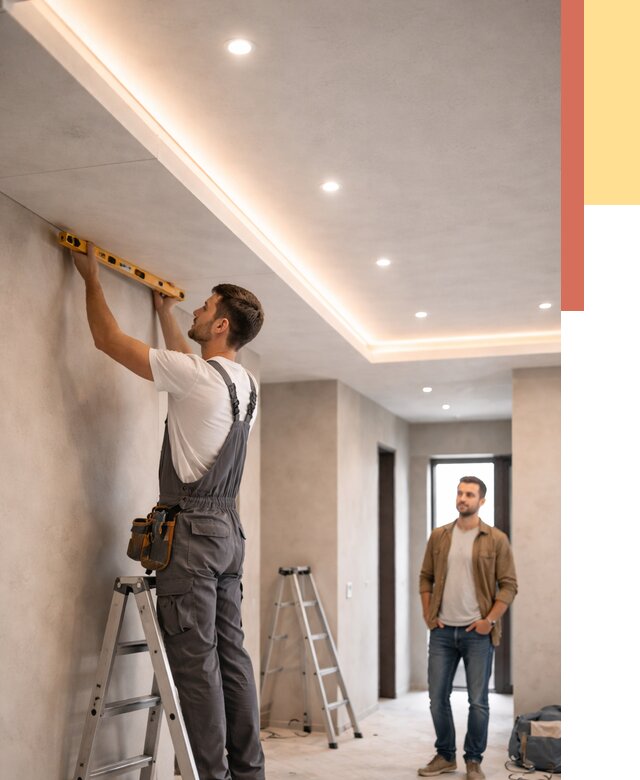 Потолок из гипсокартона с подсветкой в Саранске от 790 руб./м2 под ключ | ОТДЕЛОЧНИК-Срн