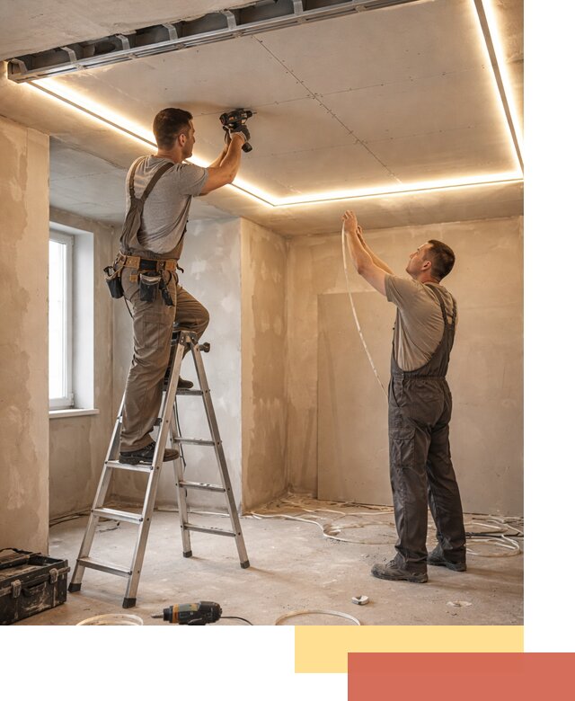 Потолок из гипсокартона с подсветкой в Саранске