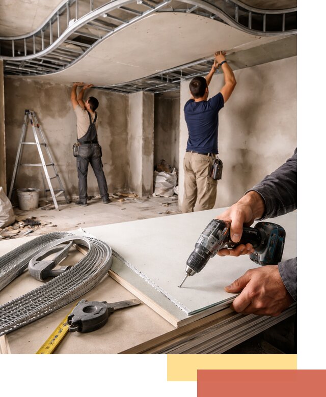 Криволинейный потолок из гипсокартона в Саранске — монтаж и отделка