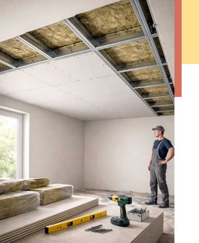 Звукоизоляция потолка ГКЛ в Саранске от 1001 руб. — монтаж под ключ | ОТДЕЛОЧНИК-Срн