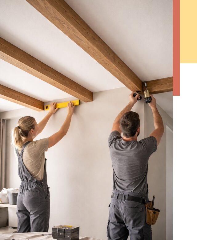 Монтаж декоративных балок на потолок в Саранске от 4425 руб. — ОТДЕЛОЧНИК-Срн